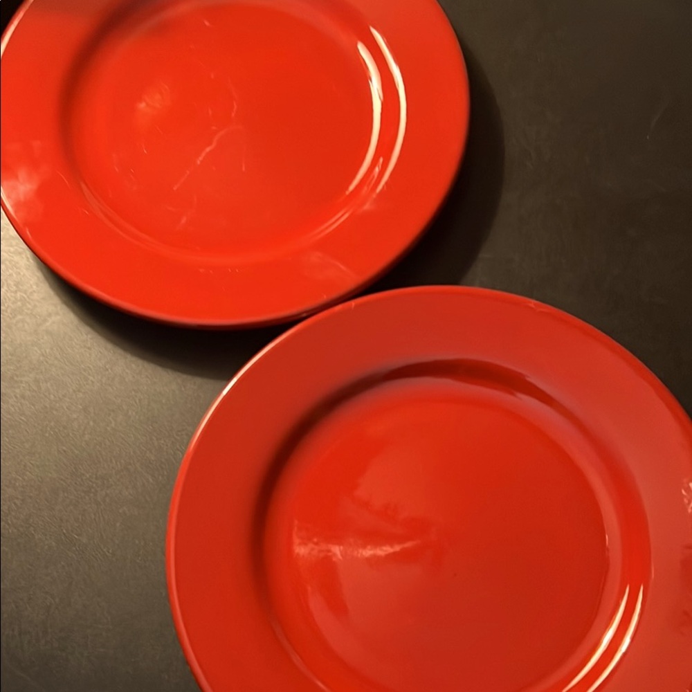 Bold Red Ceramic Dinnerware Plates (2)